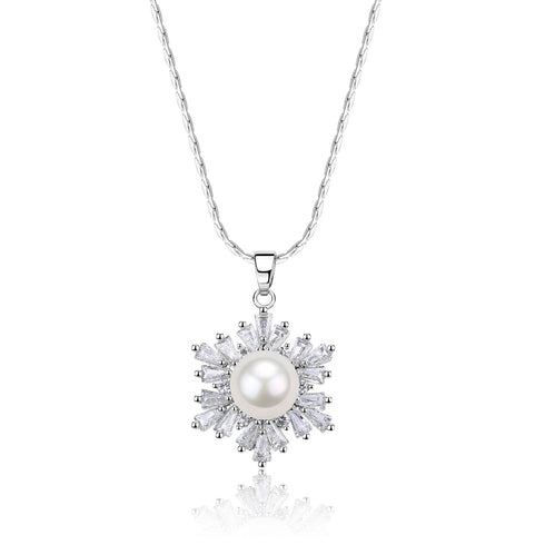 White Snowflake Pendant Freshwater Pearl Jewelry Set - House Of Pearls